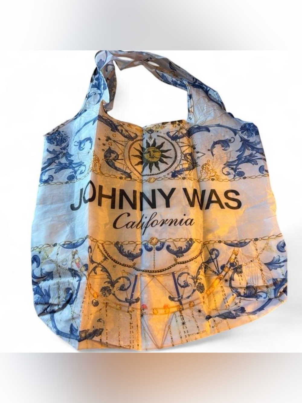 Johnny Was Blue & White Sunburst Reusable Nylon Tote
